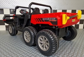 Carro elétrico para crianças jeep Transporter 24V, Pneus EVA, Assento de couro Vermelho