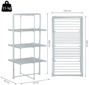 HOMCOM Varal Elétrico Dobrável 3 níveis Secador de roupa com 30 barras de alumínio quente 73x67x144cm