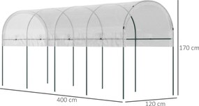 Estufa de jardim para tomates 4 x 1,20 x 1,70 m, com 5 arcos de aço - cobertura em PE