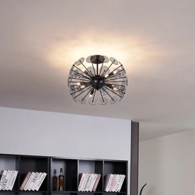 Candeeiro de Teto Art Déco Preto com Vidro Fumê - Atomic