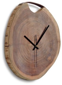 Kave Home - Relógio de parede redondo Yuliana de madeira maciça de acácia Ø 30 x 35 cm