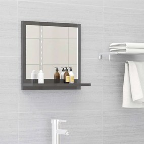 vidaXL Espelho de casa de banho 40x10,5x37cm contrap. cinza brilhante