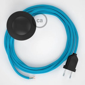 Cabo para candeeiro de chão, RM11 Turquesa Seda Artificial 3 m. Escolha a cor da ficha e do interruptor.
