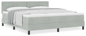 Camas Box Spring vidaXL com Colchão Cinzento Claro Veludo Super King