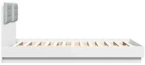 Estrutura de cama com cabeceira e luzes LED 135x190 cm branco