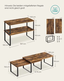 Conjunto de 4 prateleiras cozinha para especiarias Castanho vintage-Preto