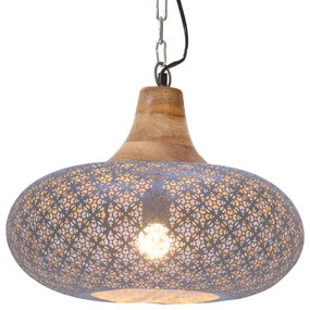 vidaXL Candeeiro teto industrial 40cm E27 ferro cinza e madeira maciça