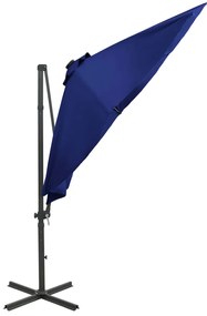 Guarda-sol jardim cantilever poste/luzes LED 300 cm azul-ciano