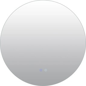 Espelho redondo LED de 70 cm com luz; espelho de casa de banho para montagem na parede com intensidade de luz ajustável e controlo tátil