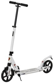 HOMCOM Trotinete dobrável altura ajustável e guiador para adultos e crianças acima de 14 anos com rodas grandes e freio Carga 100kg branco