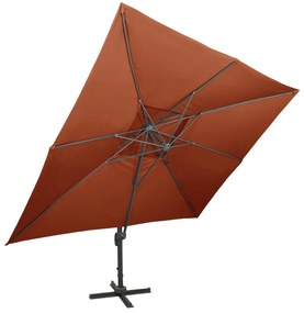 Guarda-sol jardim cantilever toldo duplo 400x300 cm terracotta