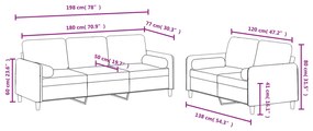 2 pcs conjunto de sofás com almofadas veludo castanho
