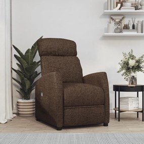 3073640 vidaXL Poltrona elétrica reclinável tecido castanho