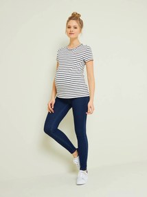 Agora -15% | Treggings efeito jeans, sem costuras, para grávida azul escuro liso