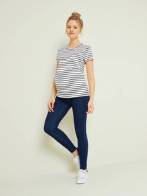 Agora -30%: Treggings efeito jeans, sem costuras, para grávida azul escuro liso