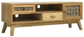 vidaXL Móvel de TV 120x30x42 cm madeira entalhada castanho