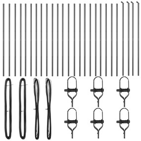 Postes de Cerca vidaXL 26 pcs Cinza Ø32 mm 150 cm Aço Galvanizado