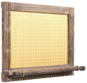 Porta-jóias de parede rústica com barra para colares de brincos Pulseiras Pulseiras 42 x 33 x 6 cm
