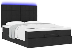 Estrutura de cama otomana com colchão 140x190 cm tecido preto