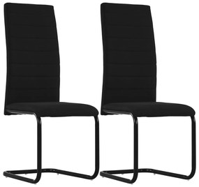 vidaXL Cadeiras de jantar cantilever 2 pcs tecido preto