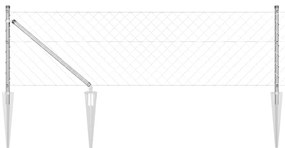 vidaXL Conjunto de Postes de Cerca Prateado 25 x 0,4 m