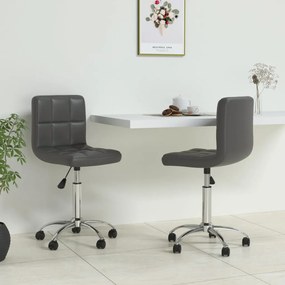vidaXL Cadeiras de jantar giratórias 2 pcs couro artificial cinzento