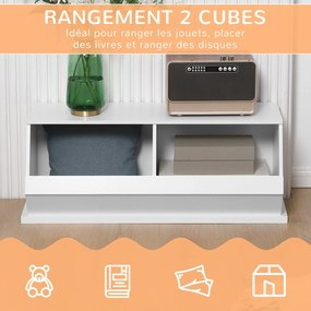 Móvel com 2 compartimentos e caixas de arrumação em MDF - dim. 90 x 36 x 35 cm - branco