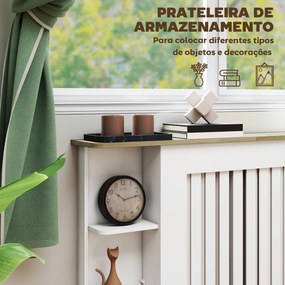 Cobertura para Radiadores com Prateleiras Desenho Moderno de Ripas para Sala de Estar Quarto 152x19x83 cm Branco