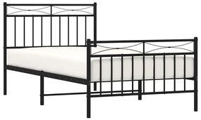 Estrutura de cama com cabeceira e pés 100x190 cm metal preto