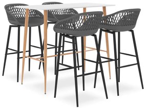 vidaXL 5 pcs conjunto de bar branco e cinzento