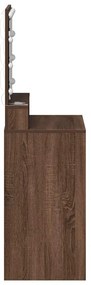 Mesa de Maquilhagem com Luzes LED - Carvalho Castanho - 50x41x135 cm