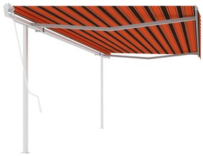 vidaXL Toldo retrátil automático com postes 5x3 m laranja e castanho