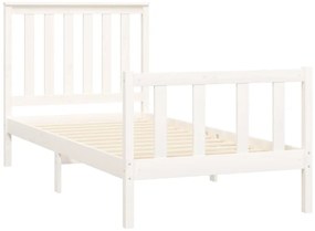 Estrutura de cama com cabeceira 100x200cm pinho maciço branco