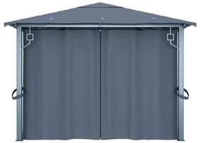 Gazebo com cortina 400 x 300 cm alumínio antracite