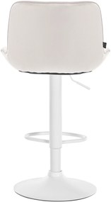 Banco alto em veludo com estrutura branca 85-106 x 49 x 51 cm cor creme