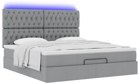 Estrutura cama otomana colchão 160x200 cm tecido cinzento claro