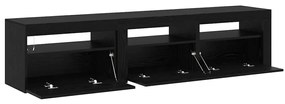 Armários para TV vidaXL 2 pcs com Luzes LED Carvalho Preto Madeira de