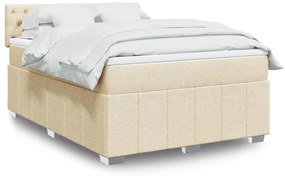 vidaXL Cama com molas/colchão 160x200 cm tecido cor creme