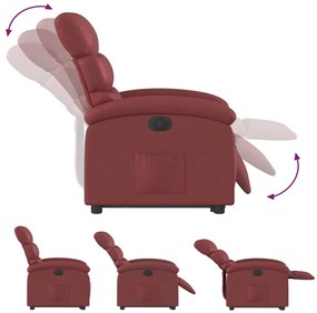 Poltrona reclin. elevatória elétrica couro artif vermelho-tinto