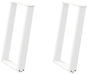 Pernas p/ mesa de jantar 2 pcs forma U 60x(72-73) cm aço branco