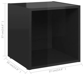 Móveis de TV 4 pcs derivados de madeira preto brilhante