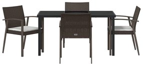 Conjunto de Jantar de Jardim de 5 Peças com Almofadas em Rattan Sintét