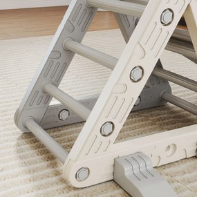 Triângulo de Escalada para Crianças de 18-48 Meses com Escorrega e Rampa 130x80x69 cm Cinza e Branco