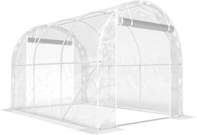 Outsunny Estufa tipo Túnel 195x295x195 cm com 2 Portas Enroláveis Estrutura de Aço Galvanizado e Cobertura em PE 150g/m² Transparente | Aosom Portugal