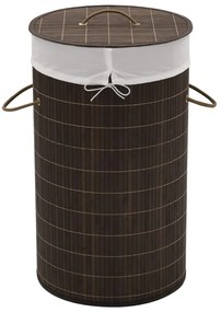 Cesto redondo para roupa suja bambu castanho escuro