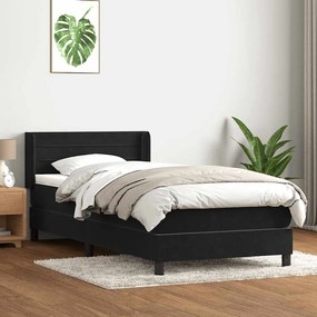 vidaXL Cama com molas/colchão 90x220 cm veludo preto