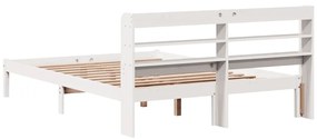 Cama sem colchão 140x200 cm madeira de pinho maciça branco