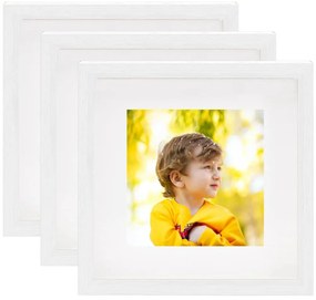 vidaXL Molduras 3D 3 pcs 23x23 cm para fotografia de 13x13 cm branco