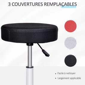 1x Banco de massagem com rodas, altura ajustável e base giratória, com 3 capa protetoras vermelho, preto, branco