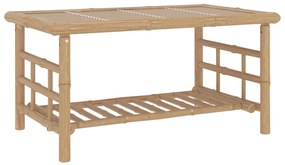 2pcs conj. lounge de jardim bambu c/ almofadões cinzento-escuro